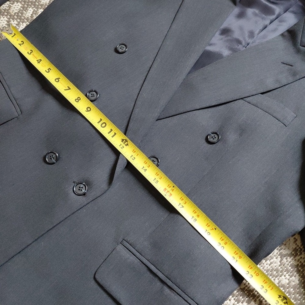 A. Sheilds Blazer Jacket Mens 44L Blue Wool Double Breasted Peak Lapel Classic - Picture 7 of 12
